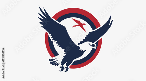 Soaring eagle emblem on white background symbol of strength and freedom