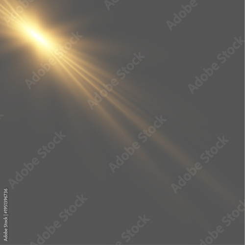 Warm glowing spotlight beam on transparent background