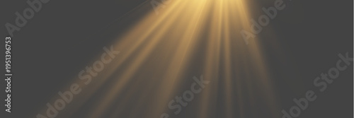 Warm glowing spotlight beam on transparent background