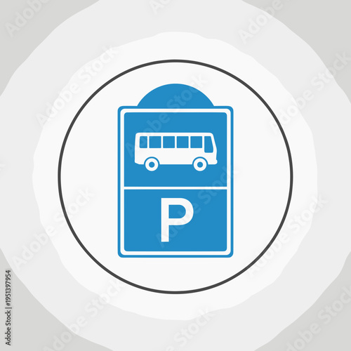 Blue bus parking sign icon.