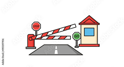 Railway Gate Crossing with Barrier.