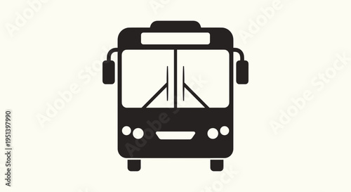 Black bus front view silhouette icon 1.