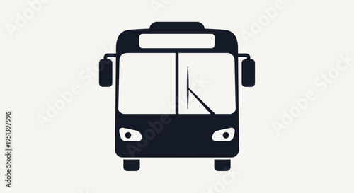 Black bus front view silhouette icon.
