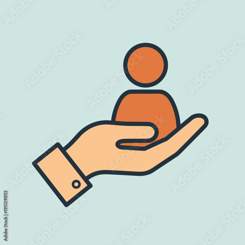 Hand holding a human figure.