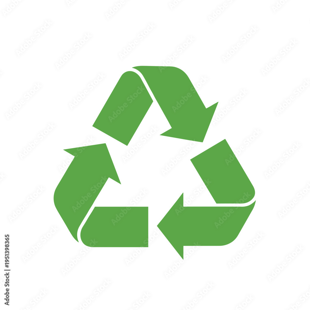 Obraz premium Green recycling symbol with arrows.