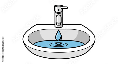 Water dripping from faucet into sink.