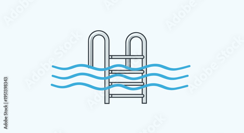 Swimming pool ladder with handrails.
