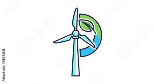 Wind turbine renewable energy icon design.