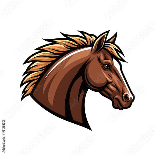 Brown Horse Head Profile Illustration.