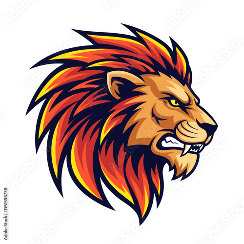 Cartoon lion head with mane.