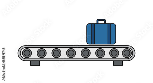 Luggage on airport conveyor belt.