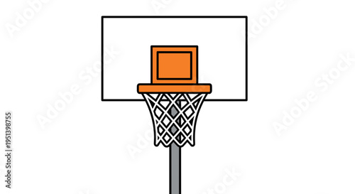 Basketball hoop with orange backboard.