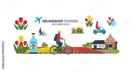 Cyclist Riding Bicycle In Colorful Outdoor Landscape. Vector Illustrations. EPS Editable