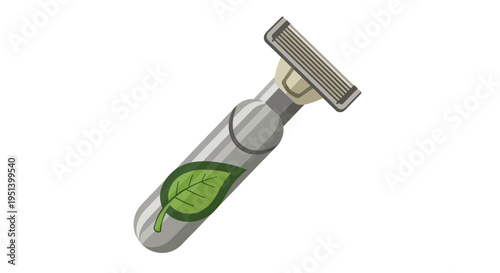 eco friendly razor with leaf motif design. Vector Illustrations. EPS Editable