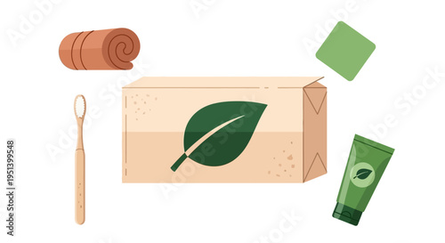 Eco Friendly Packaging Box With Leaf Logo. Vector Illustrations. EPS Editable