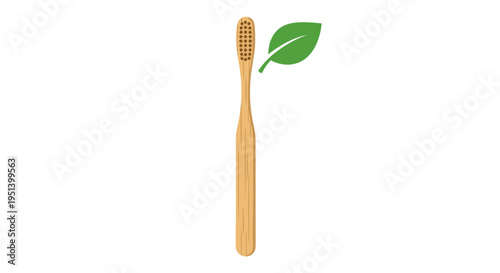 Eco Friendly Toothbrush With Leaf Accent. Vector Illustrations. EPS Editable