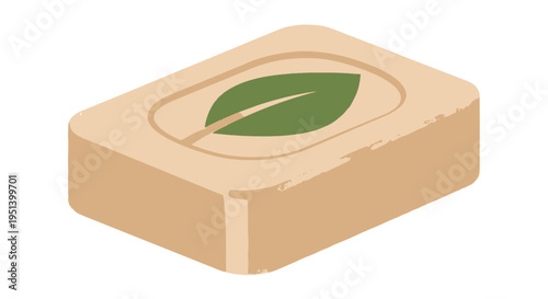 Natural Leaf Soap Bar For Gentle Cleansing. Vector Illustrations. EPS Editable