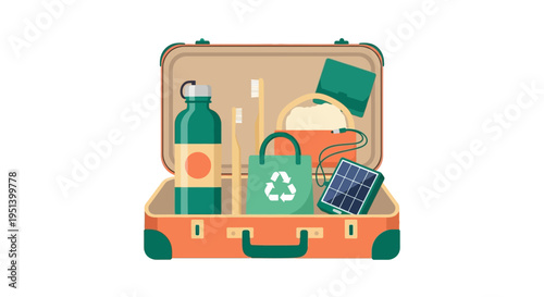 Portable cleaning supplies in a compact toolkit for home care. Vector Illustrations. EPS Editable