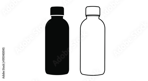 Two contrasting bottle shapes displayed in a striking black and white silhouette