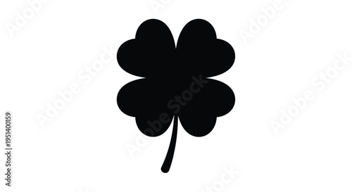 A simple black four leaf clover design a symbol of good luck silhouette