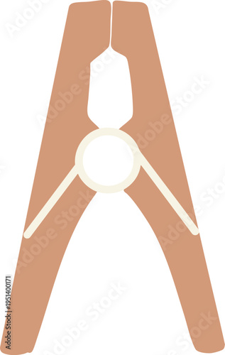 Simple Wooden Clothespin Illustration