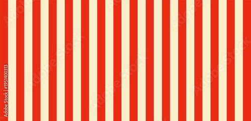 Vintage circus background with red and white stripes. Retro carnival pattern with repeating beams. Classic circus tent design for festive posters and banners.
