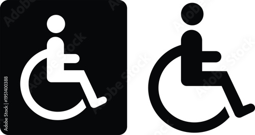 Disabled icon set, Wheelchair symbol,  black and white signs set. Wheelchair, Wheelchair icon symbol set on  isolated Background. EPS 10.
