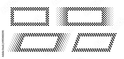 Classic checkered border frame with black and white racing flag pattern. Perfect for motorsport designs, finish line graphics, and competitive game templates.