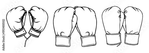 Boxing gloves set with flat vector icon style featuring bold outlines, vintage leather, sports symbol with illustration and icon