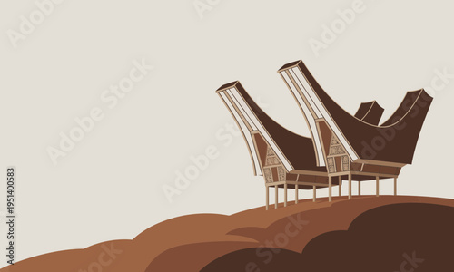 Traditional Indonesian Tongkonan House Illustration Toraja Architecture