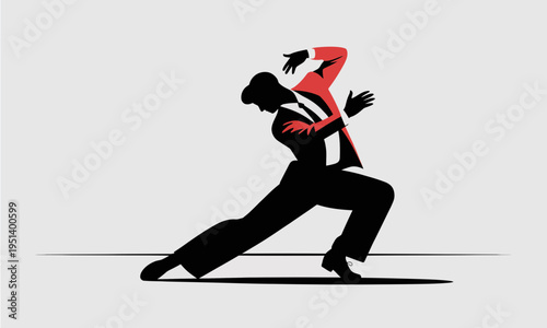 Minimalist Male Dancer in Suit Performing Expressive Dance Move