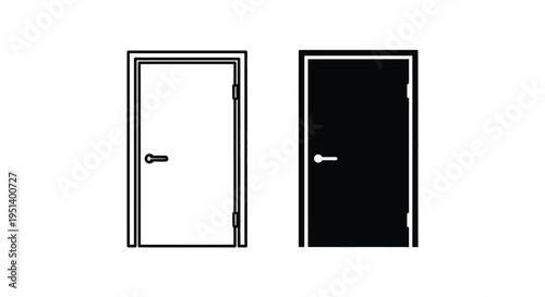 Two doors one open and one closed depicted in a striking silhouette