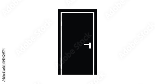 A simple black door on a white background stark silhouette