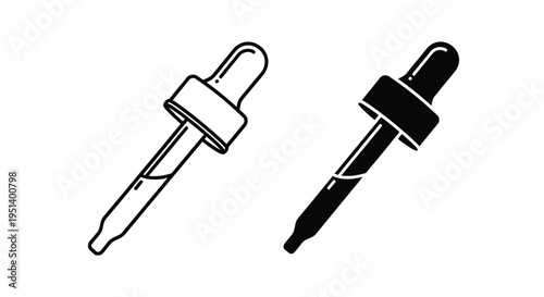 Two dropper bottles in black and white a minimalist silhouette