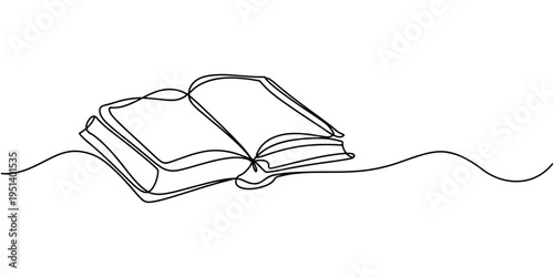 Continuous one line drawing of Bible. Bible linear icon. One line drawing background. Vector illustration. Line art of Bible Editable stroke