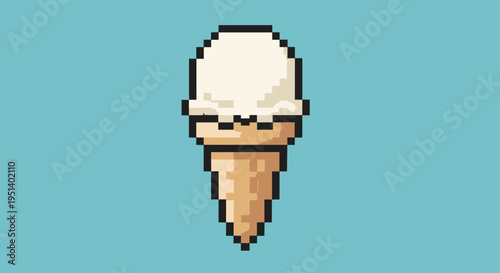Pixel art ice cream cone sweet.