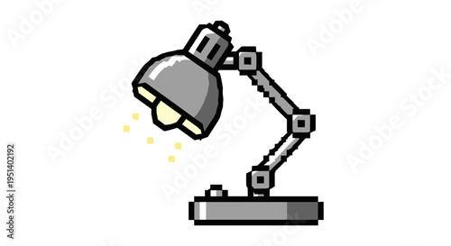 Pixel art desk lamp shining light.