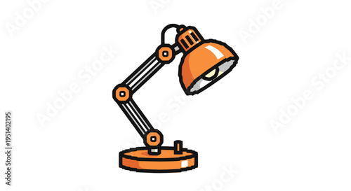 Orange desk lamp with adjustable arm.