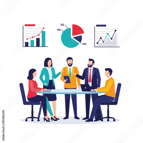 Business Professionals Discussing Data Analysis Charts.