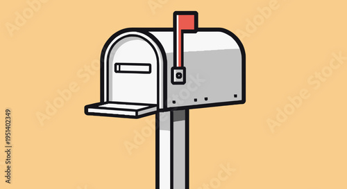 Gray metal mailbox on post.