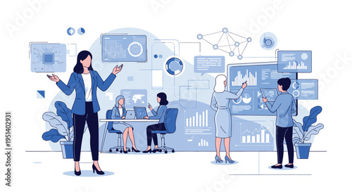 Business Professionals Working with Digital Data.