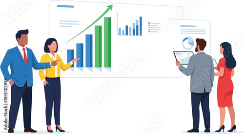Business meeting and growth charts