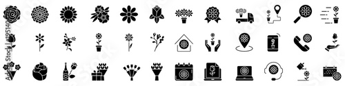 Flowers icon vector set. Flower delivery Illustration sign collection. Flower shop symbol. Garden logo.