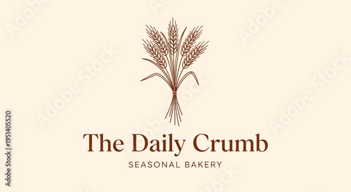 Wheat Stalks Logo for Bakery "The Daily Crumb" - Seasonal Bakery Business