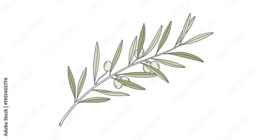 Obraz premium Olive Branch with Leaves and Small Olives, Isolated on White Background