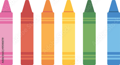 Colorful crayon set isolated on white background kids drawing tools school supplies rainbow wax crayons vector illustration collection