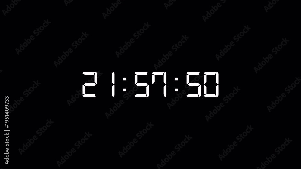 24 hours countdown timer animation in one minute on a transparent ...