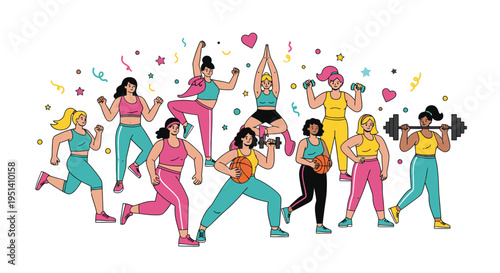 Diverse Women Exercising Together with Joy.