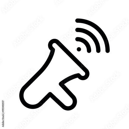 Megaphone Icon Broadcasting Public Information via Signal Wave