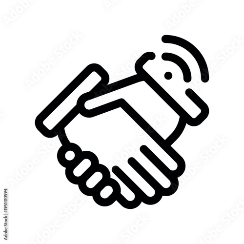 Digital Networking Handshake Icon Illustrating Remote Partnership